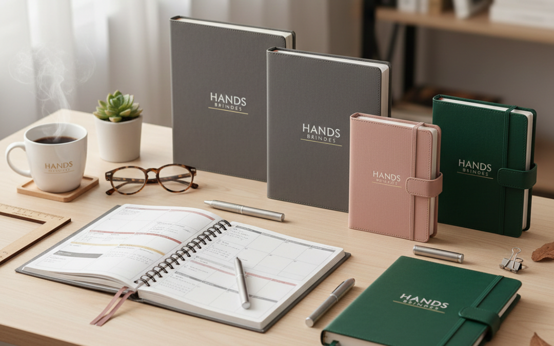 Planeje 2026 com Estratégia e Estilo: Agendas e Planners Personalizados Hands Brindes